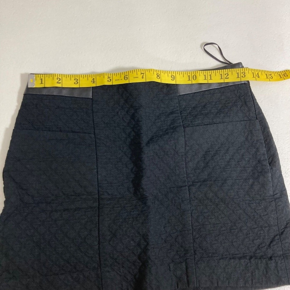 Mango Casual Mini Skirt Womens 2 Black Quilted Faux Leather Trim Pockets - Picture 5 of 12
